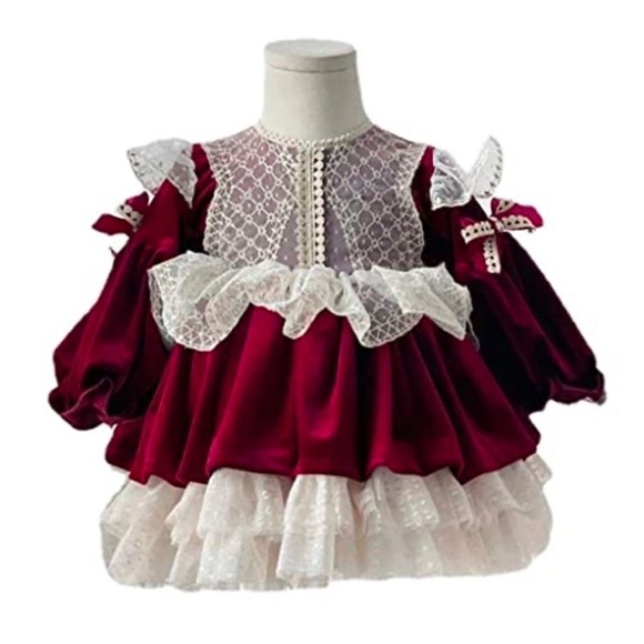 Other - Velvet Lace Ball Gown Dress Toddler Girls 2T TuTu Bow Belt Holiday Traditional